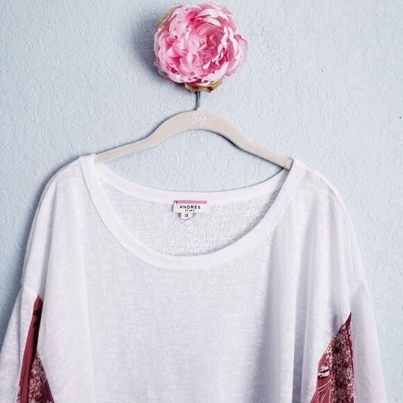 Andree By Unit Bohemian Mixed Media Long Sleeve Top - Picture 3 of 7